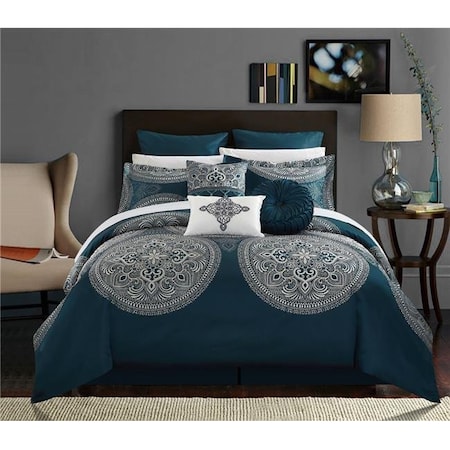 Chic Home CS2687-US Lana Blue Queen 9 Pieces Comforter Set